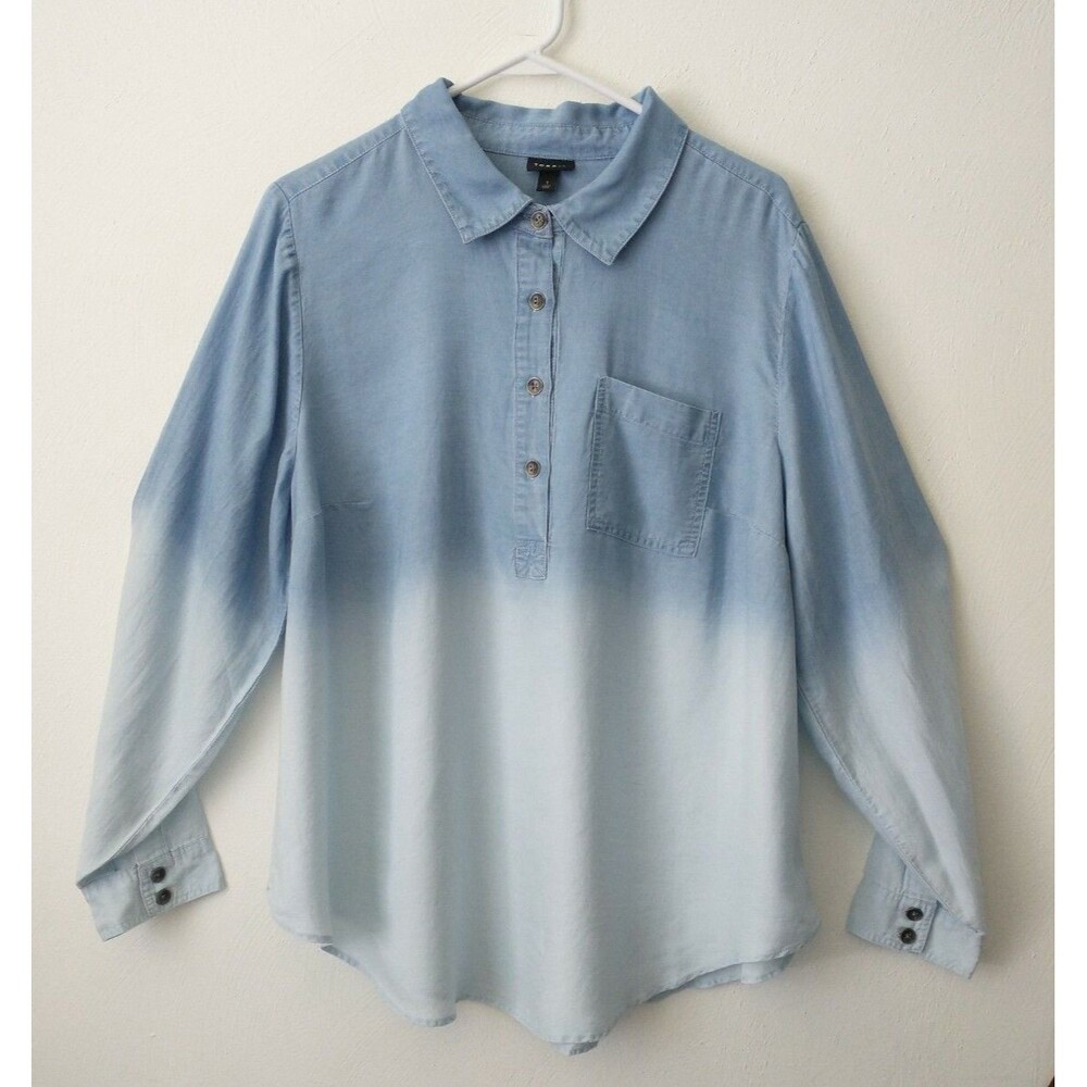 Torrid Chambray Ombre 100% Lyocell Button Up Soft Blue Womens Plus Sz 1 (146)